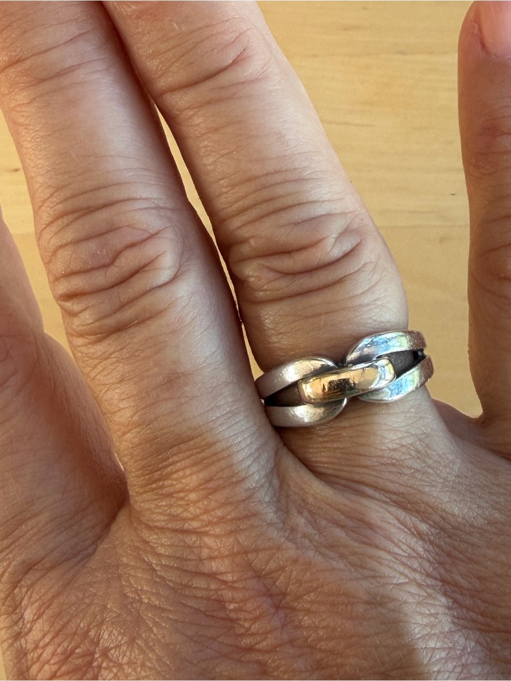 Retired James Avery 14kt Gold and Sterling Silver Ring Size 8.